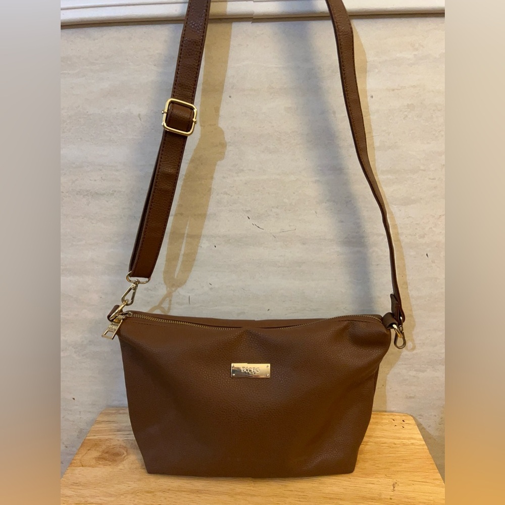 BCBG Paris brown faux leather hobo shoulder purse